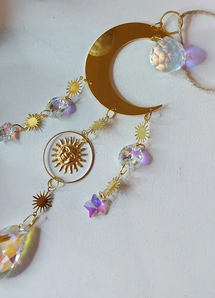 Mobile en verre attrape soleil multi pendants lune violette, brand: Accessoires, condition: Very good, €8.90, €10.05 includes Buyer Protection