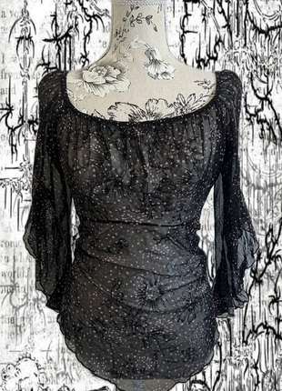 Blouse transparente noire à fleurs, merk: Vintage Dressing, staat: Heel goed, maat: M / 38 / 10, € 12,00, € 13,30 inclusief Kopersbescherming