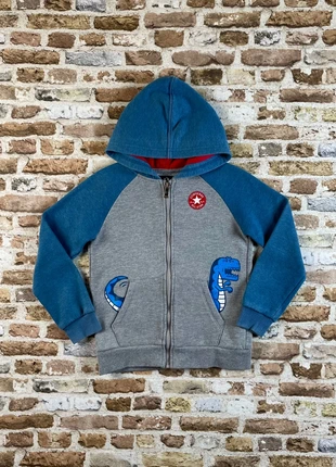 Sweat zippé enfant à capuche gris et bleu motif dinosaure Converse - 5/6ans, brand: Converse, condition: Very good, size: 6 years / 116 cm, €7.00, €8.05 includes Buyer Protection Pro