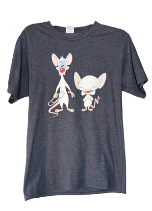 Pinky & The Brain Bleu/Grey Cartoon Cotton 90's Cotton T-shirt, brand: other, condition: New without tags, size: S / UK 8-10, £7.70, £8.79 includes Buyer Protection