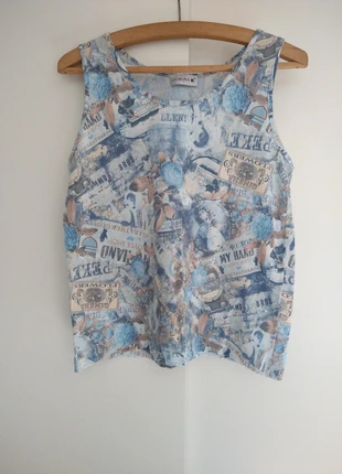 Mouwloze top met y2k-print, merk: Vintage Dressing, staat: Heel goed, maat: L / 40 / 12, € 5,00, € 5,95 inclusief Kopersbescherming
