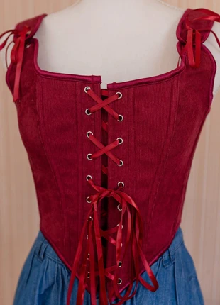 Dressing du membre Bustier médiéval vintage à lacets en velours côtelé pour femme Renaissance, merk: kazka, staat: Nieuw met prijskaartje, maat: M / 38 / 10, € 27,00, € 29,05 inclusief Kopersbescherming