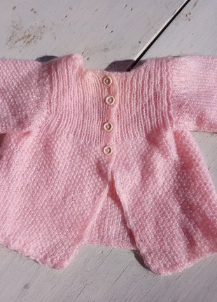 Gilet bébé tout doux en laine rose, tricot vintage, marca: tricot vintage, estado: Muito bom, tamanho: 1-3 meses / 56 cm, €9.00, €10.15 inclui Proteção do Comprador