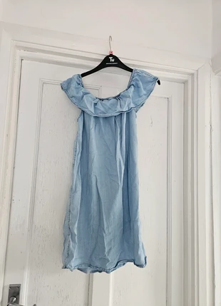 H&M no tags Size 8 lyocell dress blue denim off shoulder mini, brand: H&M, condition: Very good, size: S / 8, £5.00, £5.95 includes Buyer Protection