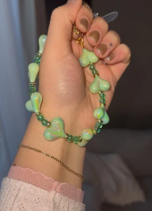 Metallic groene hartjes telefoonkoord, staat: Nieuw met prijskaartje, € 7,95, € 9,05 inclusief Kopersbescherming