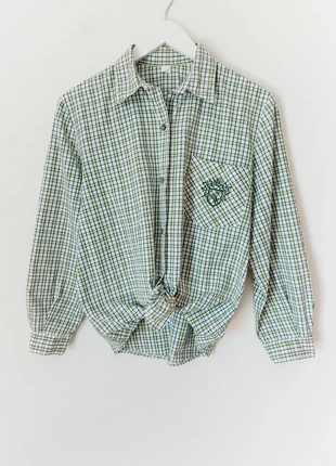 Camisa branco verde azul marinho xadrez bordado manga comprida 90s vintage, brand: Vintage Dressing, condizioni: Ottime, taglia: M / IT 42 / EU 38, €7.00, €8.05 include la Protezione acquisti