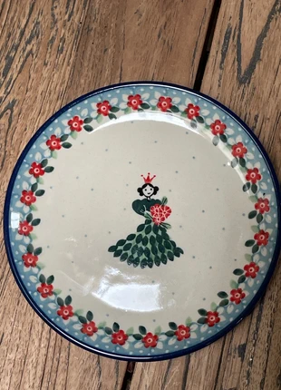 Bolesławiec śliczny talerzyk z księżniczką Unikat!, merk: BOLESLAWIEC, staat: Nieuw zonder prijskaartje, € 17,00, € 18,55 inclusief Kopersbescherming