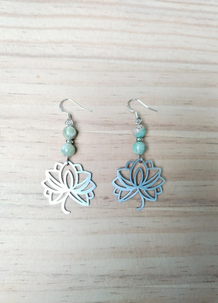 Boucles d'oreilles chrysoprase et lotus, marca: Fait Main, estado: Novo sem etiquetas, €18.00, €19.60 inclui Proteção do Comprador