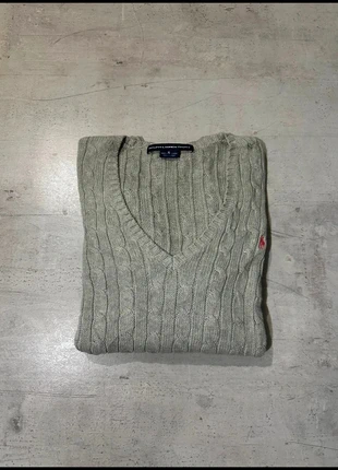 Torsadé en col V gris clair logo rose Ralph Lauren taille XL femme, marca: Ralph Lauren, estado: Muito bom, tamanho: XL / 42 / 14, €35.00, €37.45 inclui Proteção do Comprador