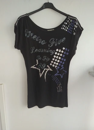 Camisola preta e prateada com tachas - Fashion Show - Tamanho XL / XXL, marca: fashion show, estado: Muito bom, tamanho: XL / 42 / 14, €4.50, €5.43 inclui Proteção do Comprador