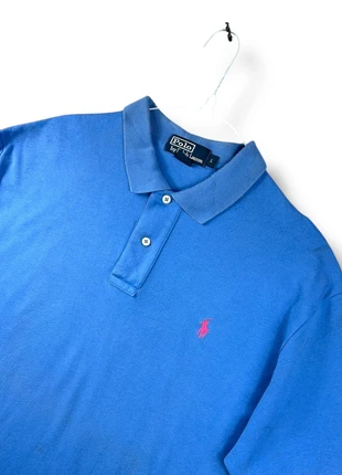 Polo Ralph Lauren Bleu - Logo brodé rose - Taille L - 100% coton, marca: Ralph Lauren, estado: Muito bom, tamanho: L, €16.90, €18.45 inclui Proteção do Comprador
