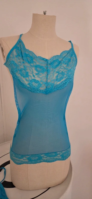 Ensemble lingerie bleu – nuisette + string assorti - photo numéro 5
