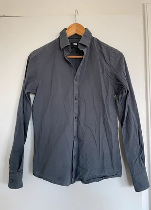 Dark grey fitted shirt, merk: WE, staat: Goed, maat: S / 36 / 8, € 9,00, € 10,15 inclusief Kopersbescherming
