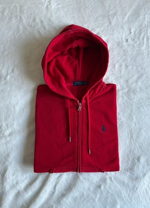 Veste à capuche zippée Ralph Lauren Rouge / Logo brodé noir / Taille XS Femme, merk: Ralph Lauren, staat: Heel goed, maat: XS / 34 / 6, € 50,00, € 53,20 inclusief Kopersbescherming