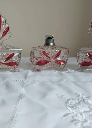 Ensemble de vanité pour boudoir et coiffeuse en cristal, brand: Cristal de Bavière by Hanna Hütte, condition: Very good, €160.00, €168.70 includes Buyer Protection