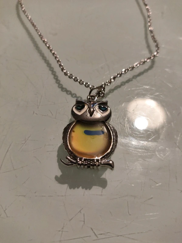 Collier pendentif hibou argenté - photo numéro 2