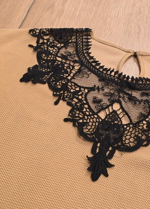 Pull beige Shein avec détail dentelle noire, tissu texturé – taille 0XL 44 – super état, brand: Shein, condition: Very good, size: XXL / 44 / 16, €3.00, €3.85 includes Buyer Protection