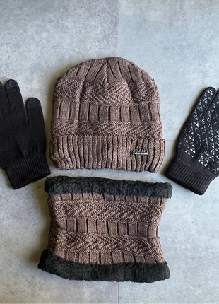 Ensemble Hiver Bonnet + Tour de cou +gants - Marron et noir 🤎, merk: Tendance, staat: Heel goed, maat: Universele maat, € 15,00, € 16,45 inclusief Kopersbescherming