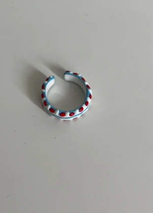 Anello regolabile smaltato azzurro e rosso a pois – Nuovo, marque: Trendy, état: Neuf sans étiquette, taille: Ajustable, 6,00 €, 7,00 € Protection acheteurs incluse