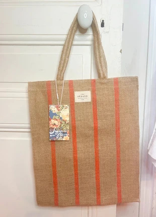 Cabas en jute Sézane, sac a main, sac foure-tout totebag, neuf rayures roses, marque: Sézane, état: Neuf avec étiquette, 25,00 €, 26,95 € Protection acheteurs incluse