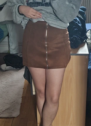 Jupe automnal en daim marron, marca: Jennyfer, estado: Muy bueno, tamaño: XXS / 32 / 4, 2,00 €, 2,80 € Protección al comprador incluida