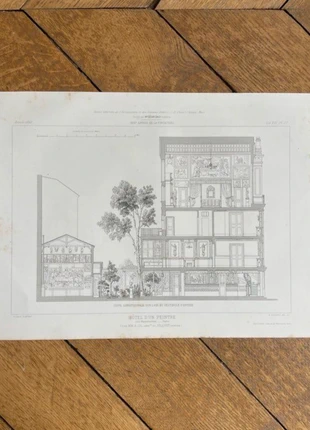 Planche d’architecture vintage - Hôtel d’un peintre à Paris - 1858, staat: Veelgebruikt, € 25,00, € 26,95 inclusief Kopersbescherming Pro