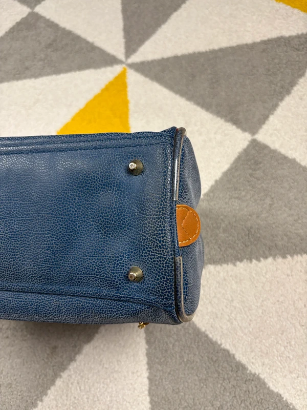 Sac à mains vintage Jump | Bleu marine et marron | Taille 35 X 24 cm - photo numéro 4