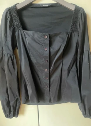 Camicia nera maniche a sbuffo sfiancata scollo profondo quadrato, marque: Mesange, état: Très bon état, taille: S / 36 / 8, 8,00 €, 9,10 € Protection acheteurs incluse