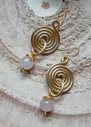 Orecchini boho hippie vintage spirale con quarzo rosa., marca: Hippie, estado: Muito bom, €15.00, €16.45 inclui Proteção do Comprador