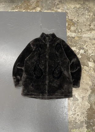 Veste USA effet fourrure marron brodée cachemire Vintage, merk: Vintage Dressing, staat: Heel goed, maat: M / 38 / 10, € 68,00, € 72,10 inclusief Kopersbescherming Pro