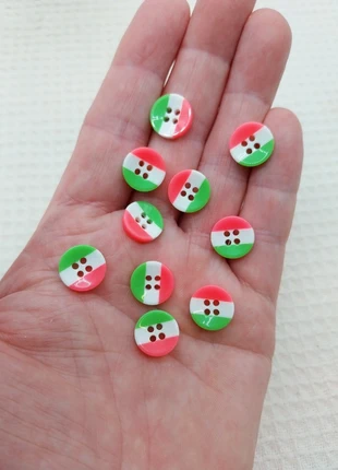 Bouton de couture rayé vert blanc rose 13mm, loisir créatif DIY - 10pcs A0794, marca: Mercerie Syllikan, estado: Muy bueno, 2,00 €, 2,80 € Protección al comprador Pro incluida