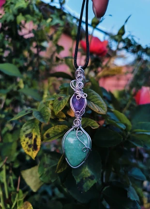 Doppio ciondolo con crisoprasio e Ametista, état: Très bon état, 25,00 €, 26,95 € Protection acheteurs incluse