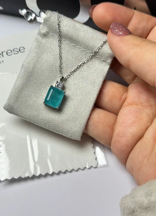 925 Sterling Silver with tourmaline Paraíba necklace, condition: New with tags, £15.00, £16.45 includes Buyer Protection