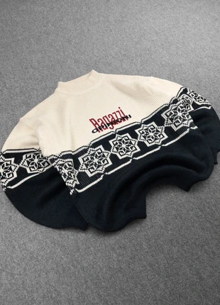 Pull Rare Vintage 80s Boxy Fit en Maille Crème / Noir à Motifs Imprimé et Brodé (M/L), marke: Vintage Dressing, zustand: Sehr gut, größe: M, 34,00 €, 36,40 € beinhaltet Vinted-Käuferschutz Pro