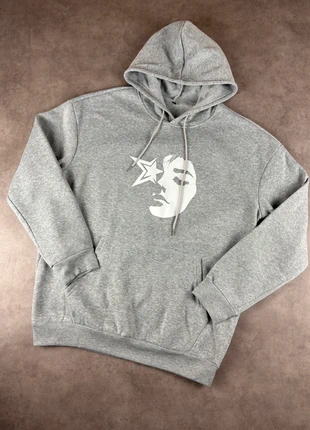 Sweat à capuche oversize, Y2K en coton gris à motif portrait blanc - 2000’s, brand: Aesthetic, condition: Very good, size: L, €20.00, €21.70 includes Buyer Protection Pro