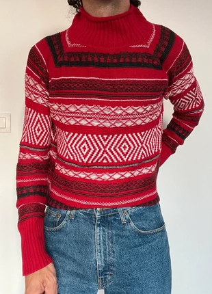 Pull Chaps col roulé montant rouge motifs style ski Noël - M, marke: Chaps Ralph Lauren, zustand: Gut, größe: M, 20,00 €, 21,70 € inklusive Vinted-Käuferschutz