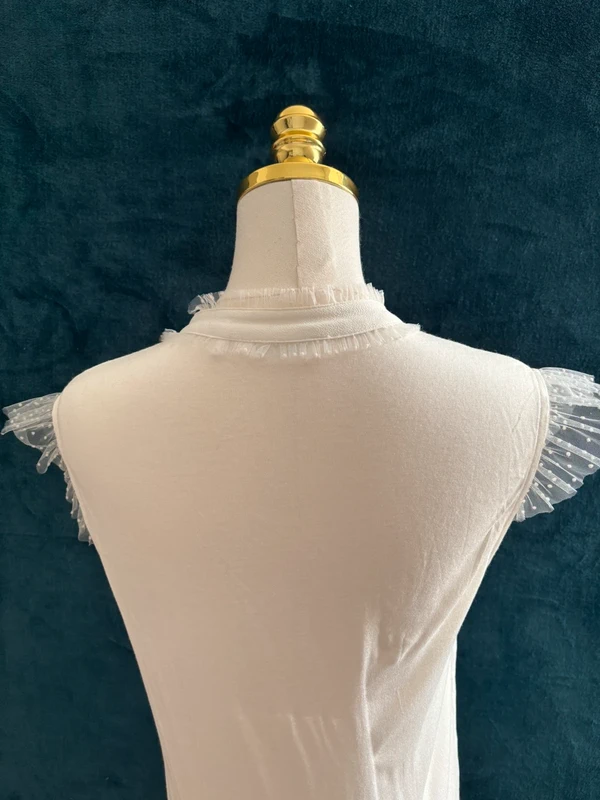 Top blanc sans manches Naf naf – plumetis et volants tulle – Taille M - photo numéro 6