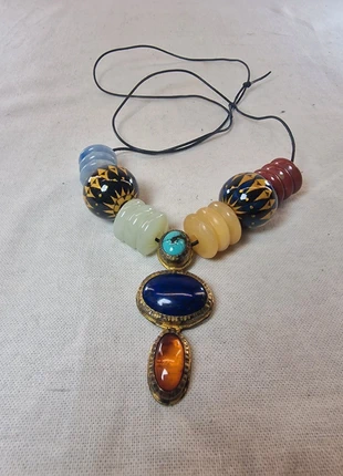 True vintage Kette Halskette Stein bunt Retro boho Goa hippie 70er 60er 70s Schmuck Statement, merk: true vintage, staat: Goed, € 18,00, € 19,60 inclusief Kopersbescherming