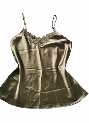 Top automne vintage satiné broderie dentelle floral kaki brillant y2k, marca: Vintage Dressing, estado: Novo sem etiquetas, tamanho: M / 38 / 10, €11.00, €12.25 inclui Proteção do Comprador