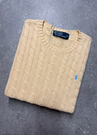 Torsadé Ralph Lauren crop femme jaune brodé sweat cable knit PR5-6, brand: Ralph Lauren, condition: Good, size: M / 38 / 10, €39.90, €42.60 includes Buyer Protection Pro