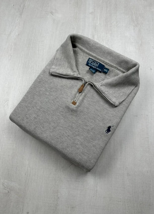 Pull half zip col camionneur Ralph Lauren gris chiné logo bleu brodé XXL homme casual chic, marca: Ralph Lauren, estado: Muito bom, tamanho: XXL, €50.00, €53.20 inclui Proteção do Comprador