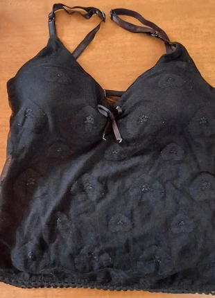Corpetto in tulle nero con cuoricini, marca: Vintage, estado: Muito bom, tamanho: XS / 34 / 6, €6.50, €7.53 inclui Proteção do Comprador