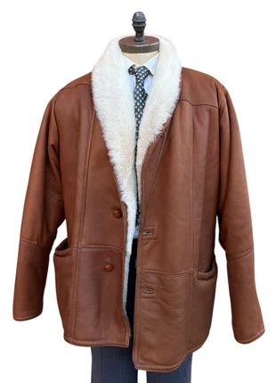 Vintage Shearling Coat Jacket Vera Pelle real leather mutton sheepskin montone, marca: Shearling, estado: Muito bom, tamanho: XL, €49.99, €53.19 inclui Proteção do Comprador