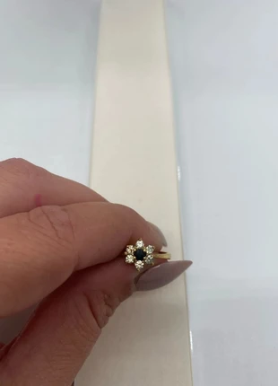 Ak29 💛 Bague vintage fleur plaqué or et pierre bleue, merk: Vintage Dressing, staat: Heel goed, maat: 59.7 mm / 19 mm Ø, € 16,20, € 17,71 inclusief Kopersbescherming Pro