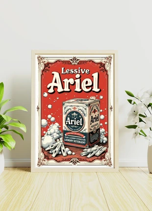 Cadre Art Déco Vintage Ariel Rouge - Lingerie - Buanderie - Salle de bain - Rétro, brand: Art Vintage, condition: New without tags, €13.00, €14.35 includes Buyer Protection Pro