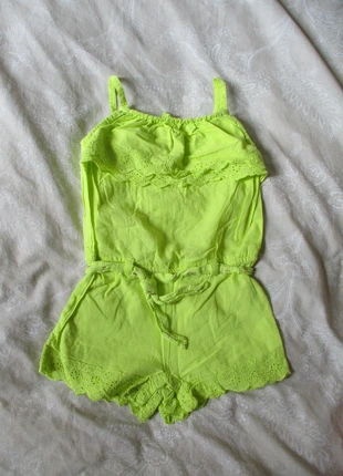 Combinaison short été broderie coton vert jaune fluo 18 mois Gémo, brand: Gémo, condition: Very good, size: 12-18 months / 80 cm, €1.90, €2.70 includes Buyer Protection