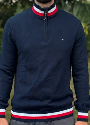 Pull Texturé à Zip Tommy Hilfliger Bleu Marine, merk: Tommy Hilfiger, staat: Nieuw zonder prijskaartje, maat: M, € 40,00, € 42,70 inclusief Kopersbescherming
