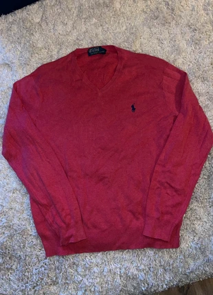 Pull en laine col v Ralph Lauren • Rouge / Bleu • Hiver • Femmes • Taille S, marque: Ralph Lauren, état: Très bon état, taille: S / 36 / 8, 29,90 €, 32,10 € Protection acheteurs (Pro) incluse