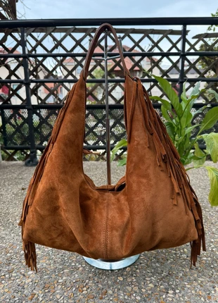 🟤 Sac Hobo Camel à Franges en Cuir Suédé – Made in Italy 🇮🇹, brand: The Genuine Leather, condition: Very good, €74.99, €79.44 includes Buyer Protection Pro