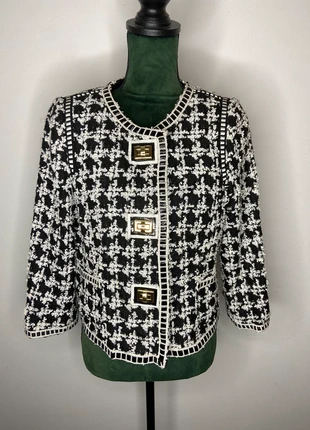 Veste en tweed et cuir LM Couture taille 38, brand: LM couture, condition: Good, size: M / 38 / 10, €38.00, €40.60 includes Buyer Protection